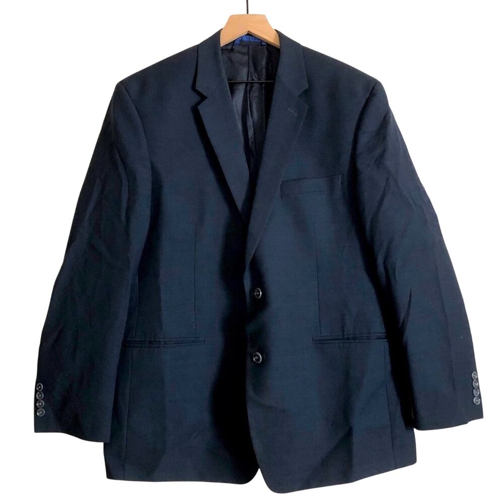 Alfani Classic Fit Dark Navy Blue Notched Collar  Two Button Pockets Suit Jacket